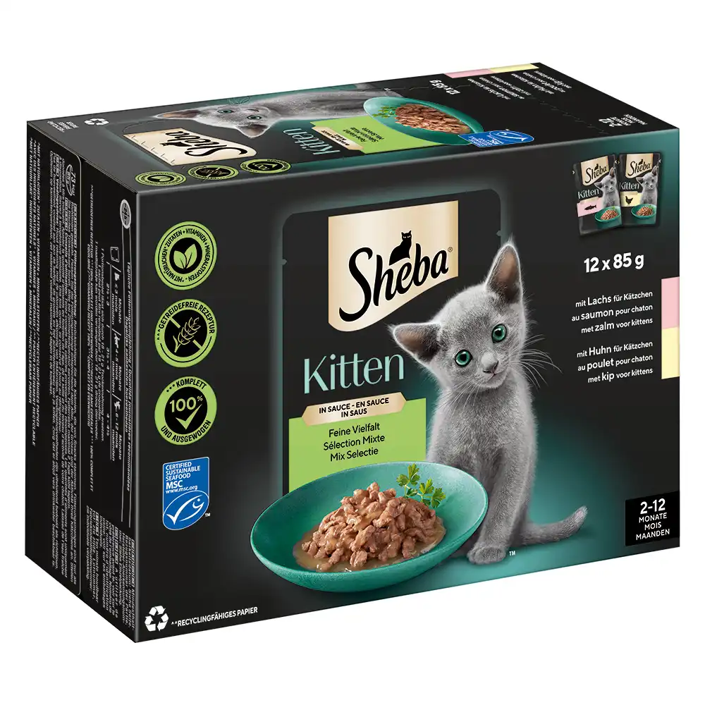 Sheba Kitten 12 x 85 g sobres comida húmeda - Exquisita variedad en salsa (salmón y pollo) - Sheba - Comparador de precios