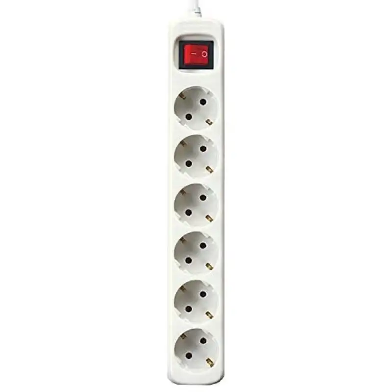 Bigbuy Regleta 6 Tomas Blanca 1.5m