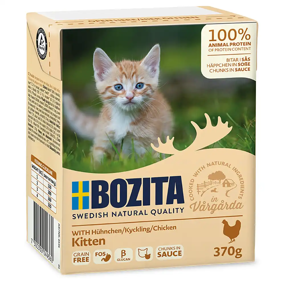 Bozita bocaditos en salsa 6 x 370 g - Kitten con pollo - Bozita - Comparador de precios