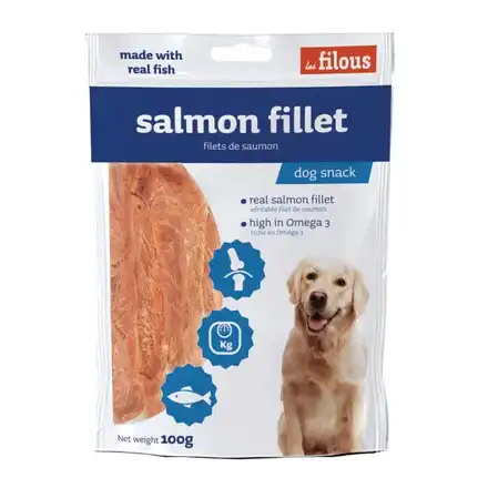 Snack para perros cachorros, adultos y senior Les Filous filete de salmón 100 gr