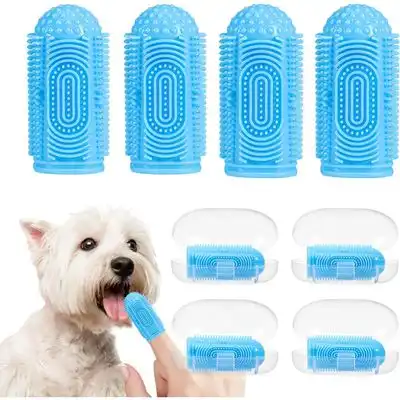 ZooVenture Cepillos de dientes de silicona para gatos y perros, 4 unidades - Juego de 4 piezas: Azul - Zooventure - Comparador de precios
