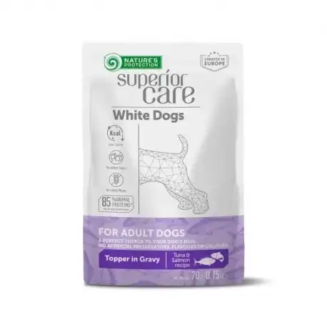 Nature's Protection White Topper Comida Humeda para Perros de Pelaje Blanco con Atún y Salmón, 24 x 70 Gr - Natures Protection - Comparador de precios