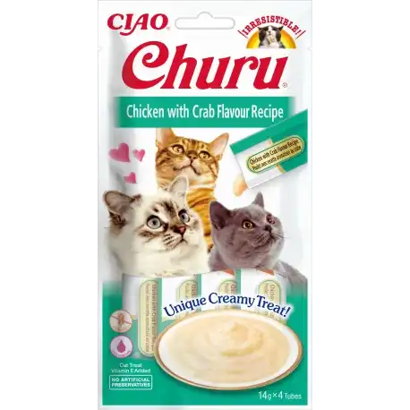 Pack Churu para gato adulto Pure de Pollo Con Cangrejo, 12 x 56 gr - Churu - Comparador de precios