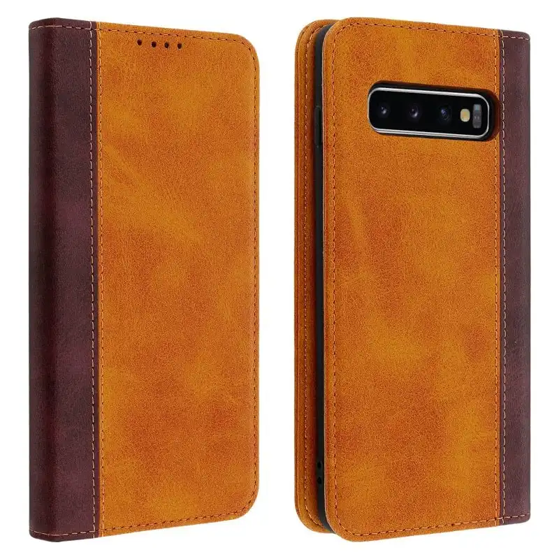 Avizar Funda Cartera Función Soporte Marrón para Samsung Galaxy S10 Plus