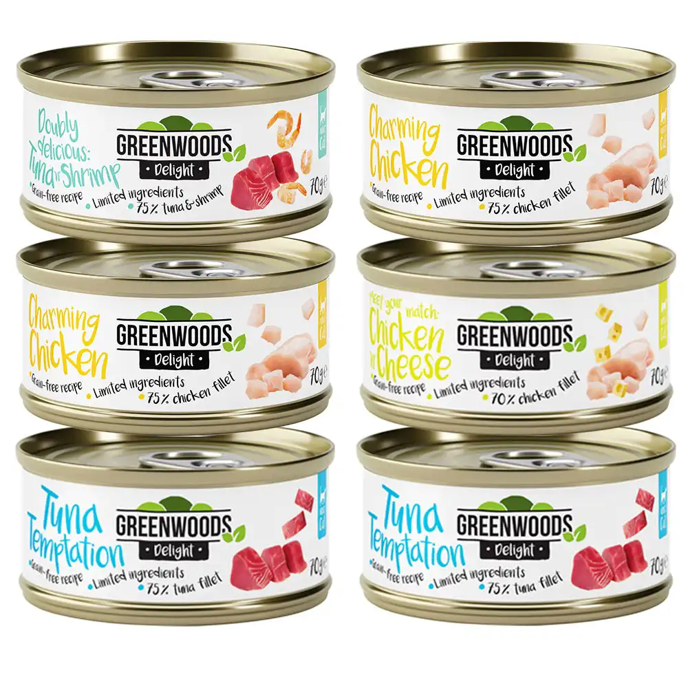 Greenwoods Delight 24 x 70 g comida húmeda en oferta: 20 + 4 ¡gratis! - Mix: 4 variedades - Greenwoods - Comparador de precios
