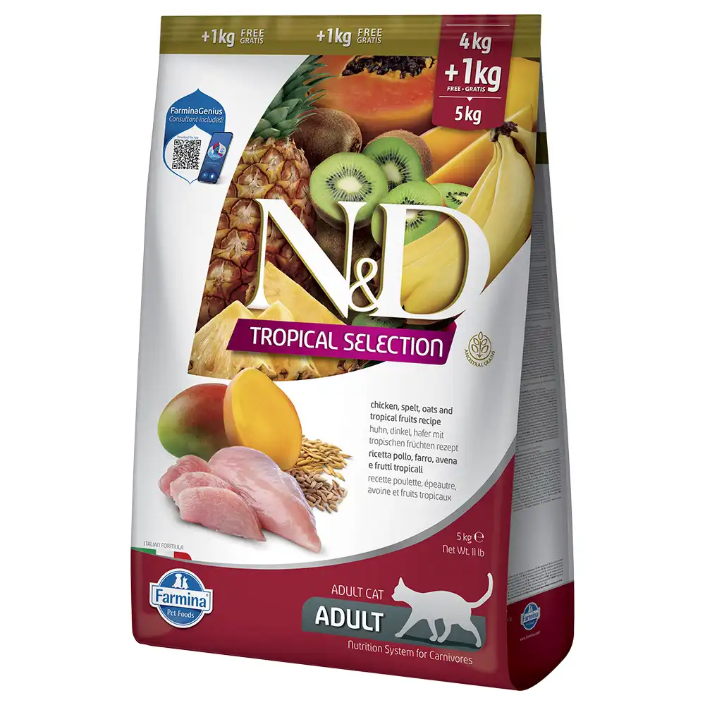 N&D Cat Tropical Selection con pollo - 5 kg (4 + 1 kg) - N&D Cat Tropical - Comparador de precios