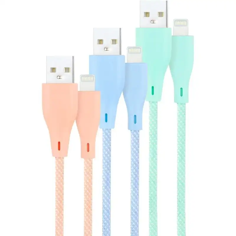 Nanocable Pack 3 Cables Mallados USB 2.0 a Lightning Macho/Macho 1m Rosa/Azul/Verde