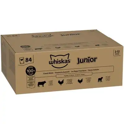 Whiskas Junior en bolsitas 84 x 85 g - Pack jumbo - Selección clásica en salsa - Whiskas - Comparador de precios