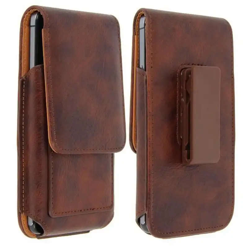 Avizar Funda Vertical de Piel Marrón para Smartphones 140x70mm