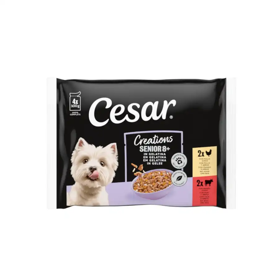 Cesar Senior 8+ Selección en Gelatina sobres para perros - Multipack - 4 sobres x 100 g - Cesar - Comparador de precios