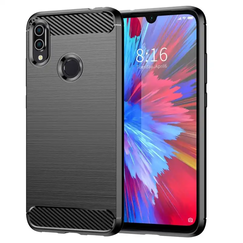 Max Power Digital Funda Fibra Carbono Para Xiaomi Redmi Note 7/ Note 7 Pro Antigolpes Silicona Negra
