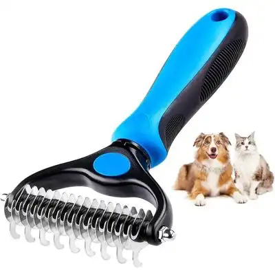 Pawffee Rastrillo de aseo de acero inoxidable de doble cara (azul) - 1 pieza - Pawffee - Comparador de precios