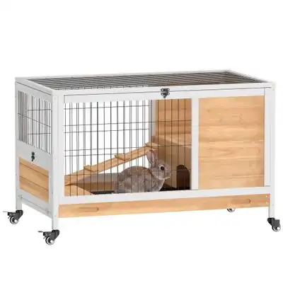 PawHut Jaula para Conejo 90x53x59 cm Madera Natural - 1 Article - PawHut - Comparador de precios