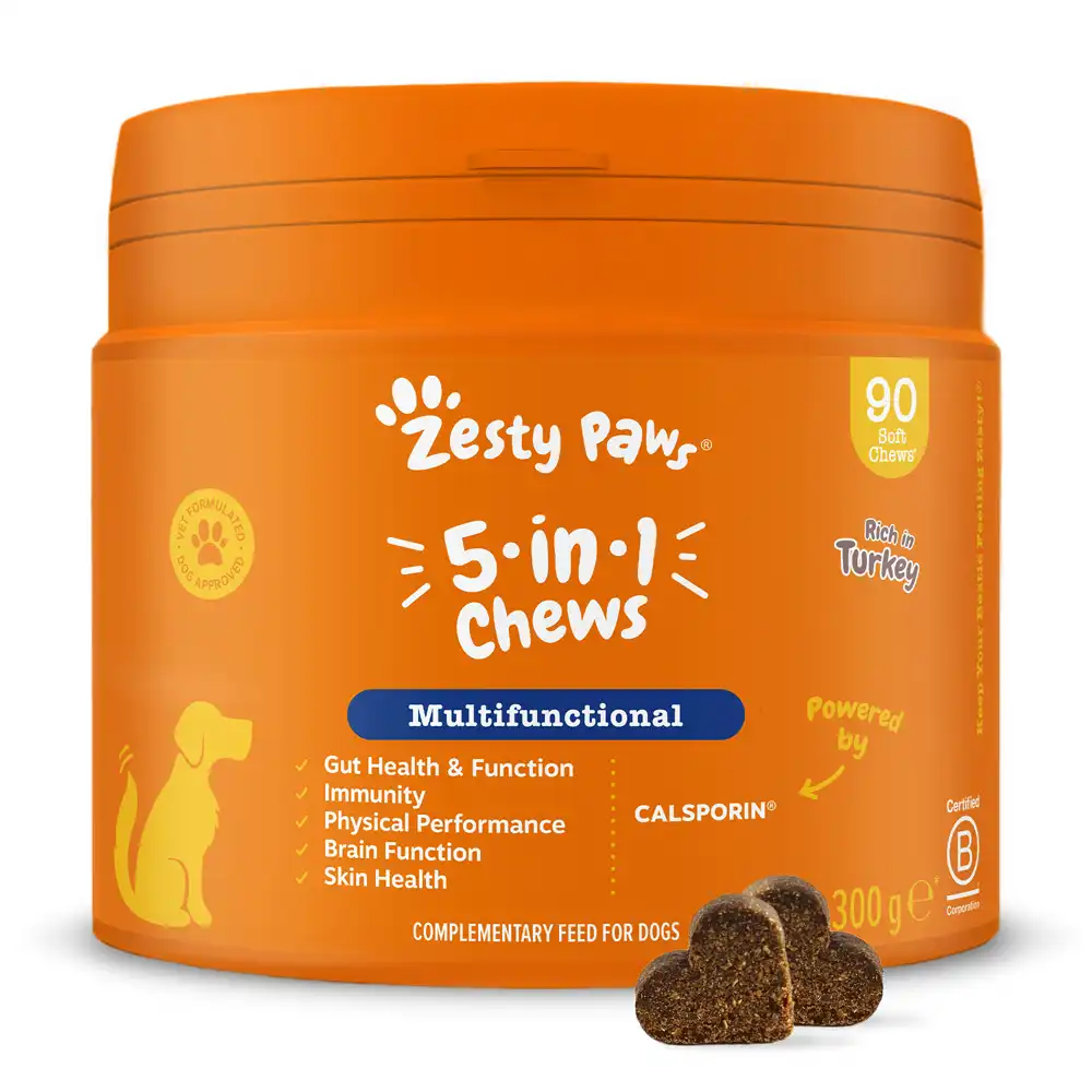Zesty Paws 5-in-1 Chews con pavo - 90 comprimidos masticables