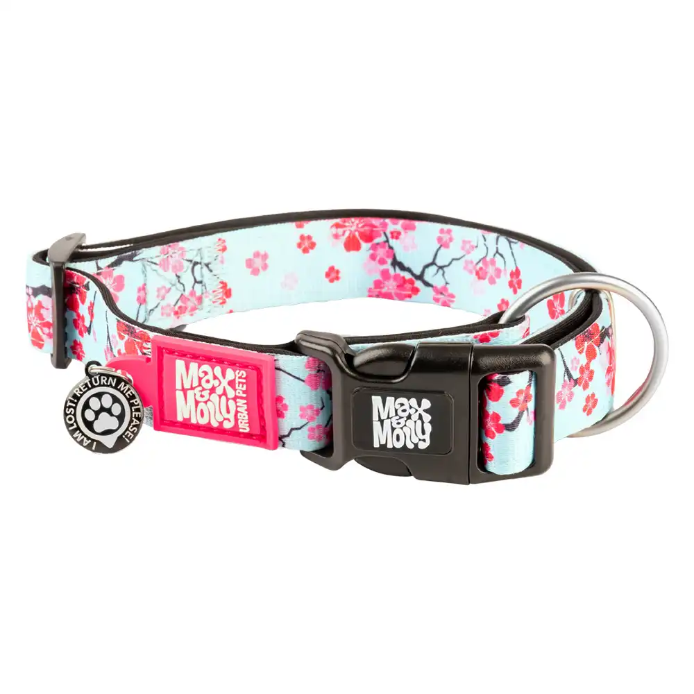 Collar Max & Molly Cherry Bloom con Smart ID para perros - L: perímetro del cuello de 39-62 cm