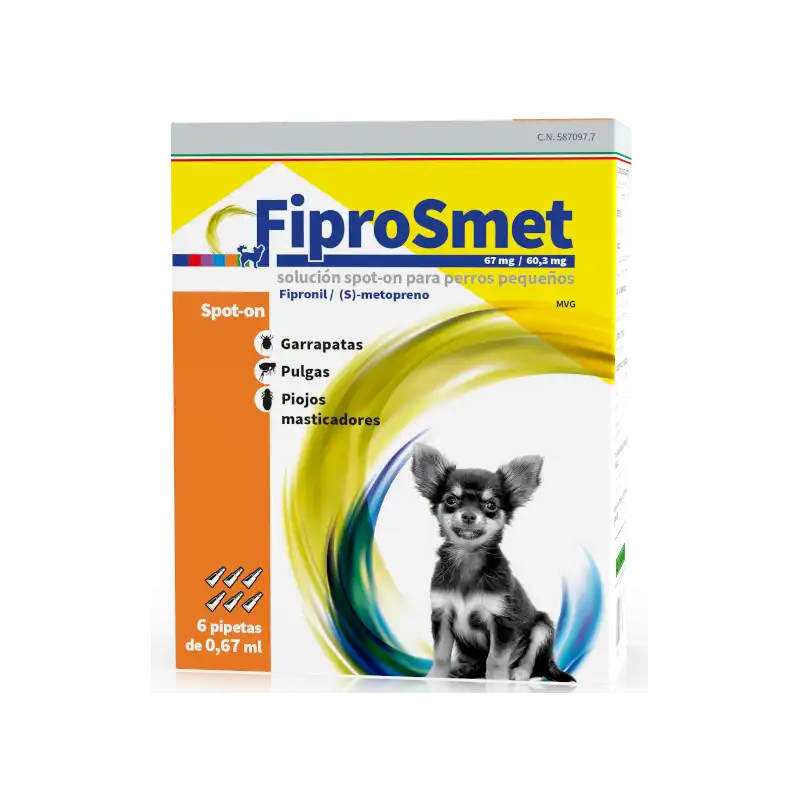 Fiprosmet pipetas antiparasitarias para Perros 6pip, Tipo Perros medianos