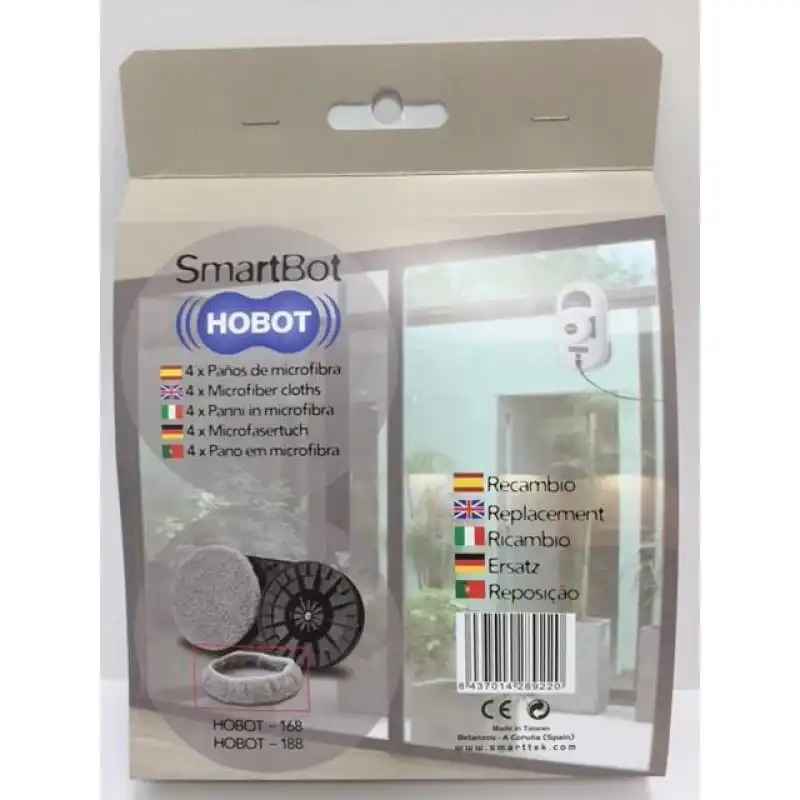 Hobot-r3-388-198 y 188 Pack de 4 Pares de Mopas Microfibra Lavables Y Reutilizables