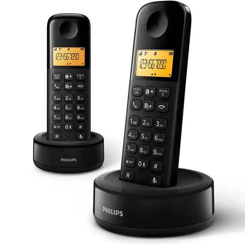 Philips D1602B/34 Teléfono Inalámbrico Duo Negro