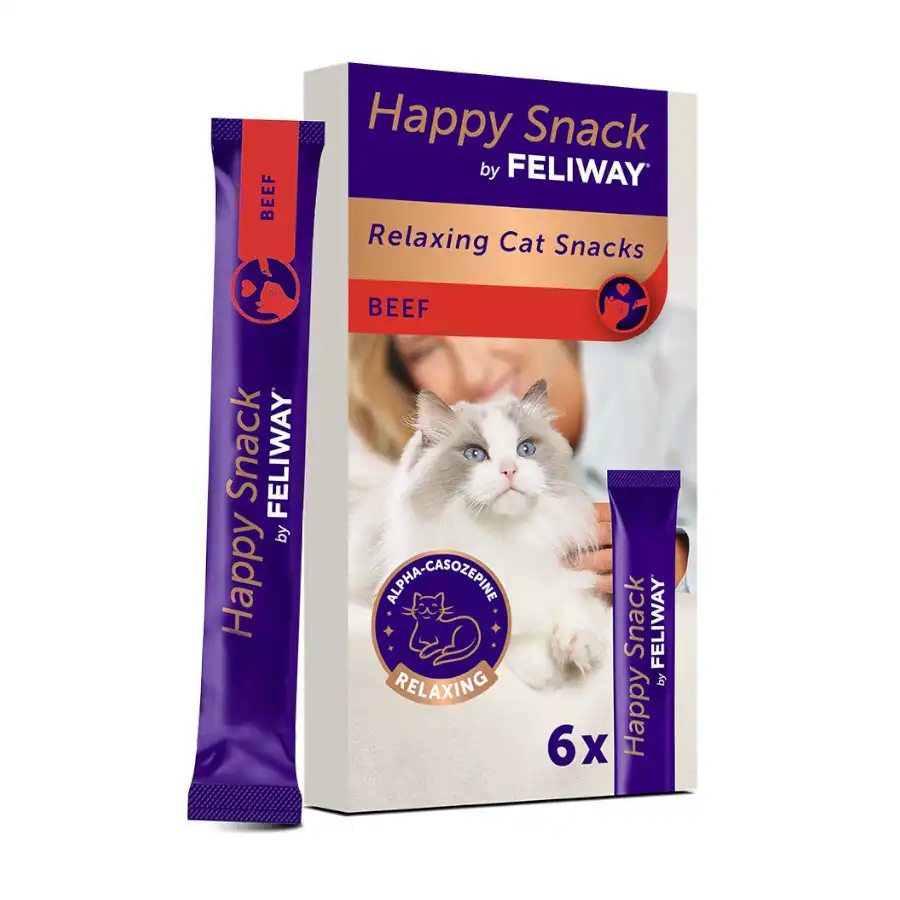 Feliway Happy Snack Ternera snack líquido relajante para gatos 6 sobres x 10 g - Feliway - Comparador de precios