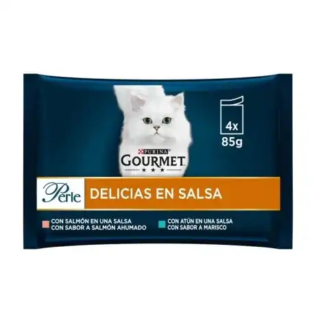 Gourmet Perle Delicias en Salsa Comida Húmeda para Gatos Con Salmón y Atún, 48 x 85 gr - Gourmet - Comparador de precios