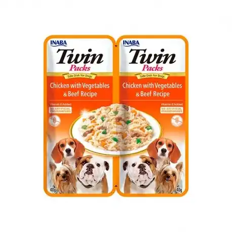 Inaba Twin Comida Húmeda para Perros Pollo con Vegetales y Ternera en Caldo, 24 x 40 gr - Inaba - Comparador de precios