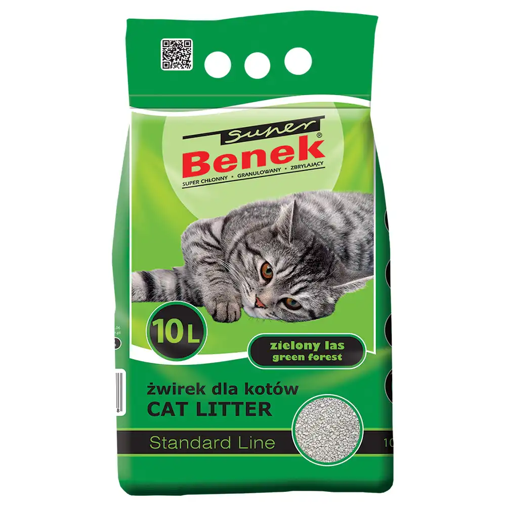 Super Benek Green Forest arena aglomerante con olor a pino - 10 L (8,4 kg aprox.)