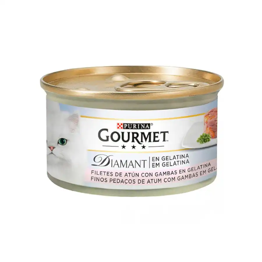 Gourmet Diamant Finas láminas gelatina Atun con gambas 85 gr