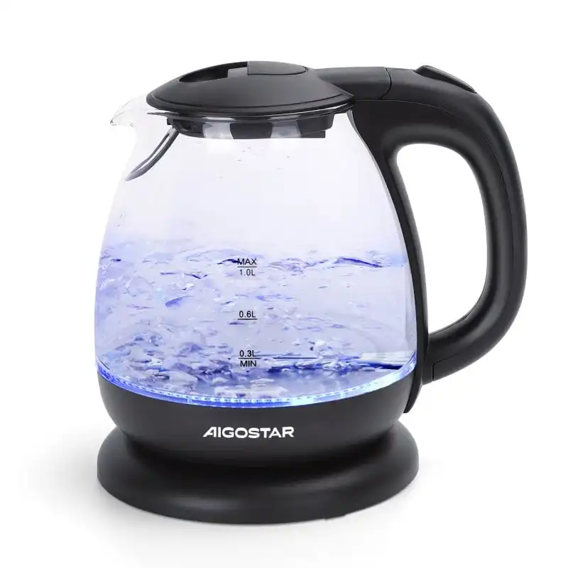 Aigostar Elfin 30IAX Hervidor de Agua Eléctrico 1L 2200W Negro