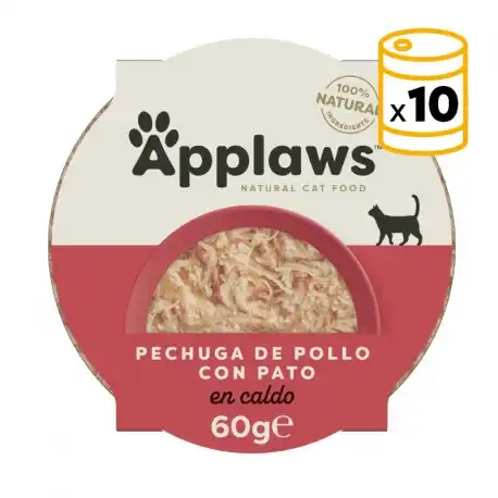 Applaws Tarrinas Comida Húmeda para Gatos en Caldo con Pollo y Pato, 10x60 gr - Applaws - Comparador de precios