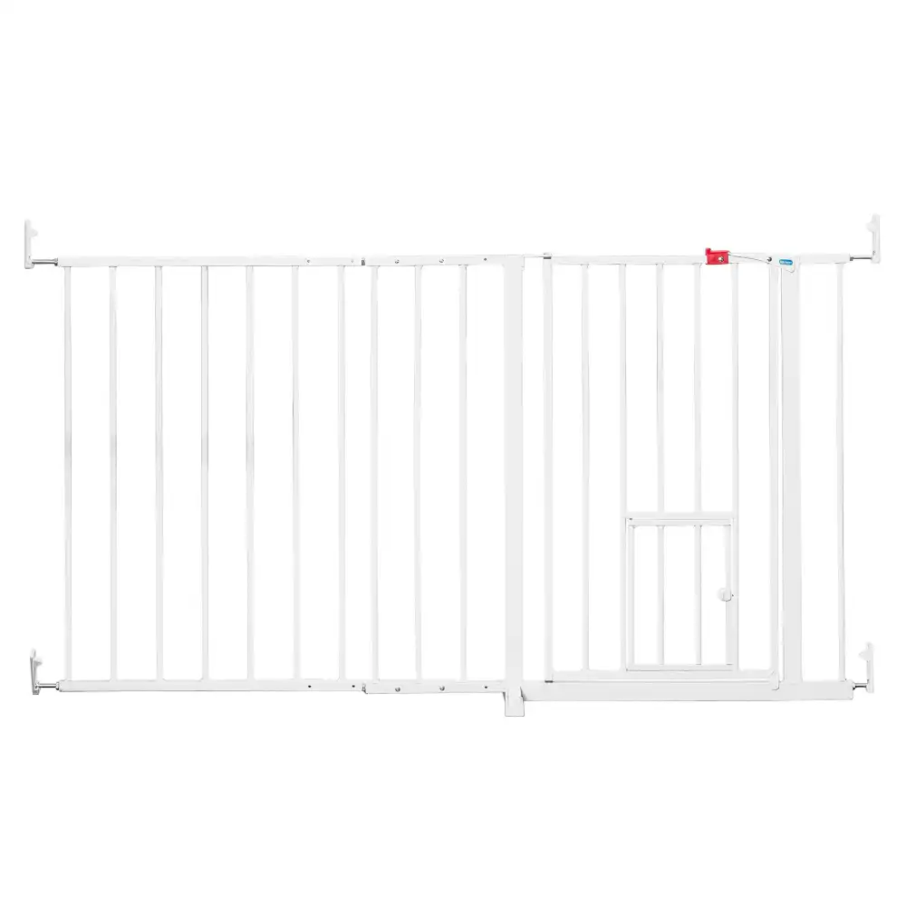 Barrera Carlson extra ancha con puerta gatera - 76 x 129 - 150 cm (Al x An)