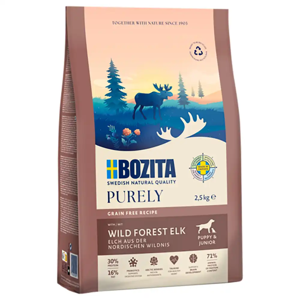 Bozita Dog Purely Grain Free Puppy & Junior con alce pienso para perros - 2,5 kg