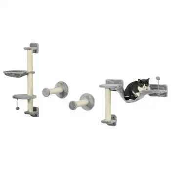 Estante De Escalada Para Gatos Pawhut Madera Felpa 84,5x19x54 Cm Gris