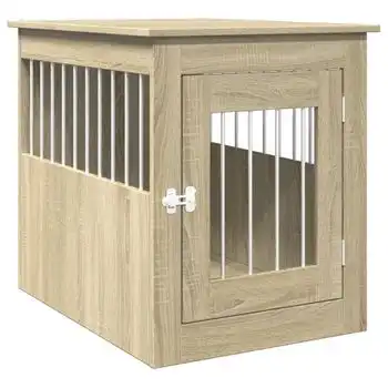Jaula Para Perros Madera De Ingeniería Roble Sonoma 55x75x65 Cm Vidaxl