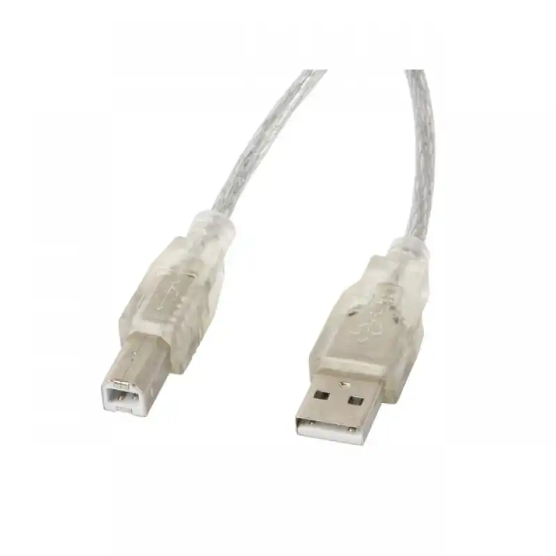Lanberg Cable USB-A 2.0 a USB-B Macho/Macho con Ferrita 1.8m Transparente