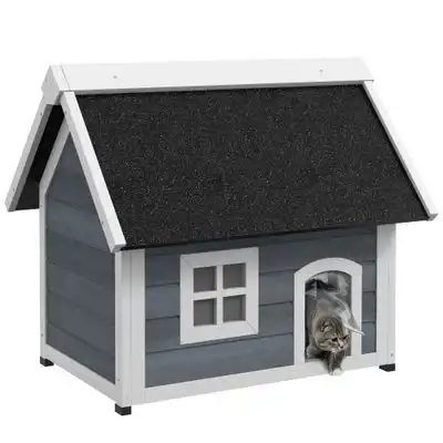 PawHut Casa para Gato 77x57.5x68 cm Gris y Negro - 1 Article - PawHut - Comparador de precios