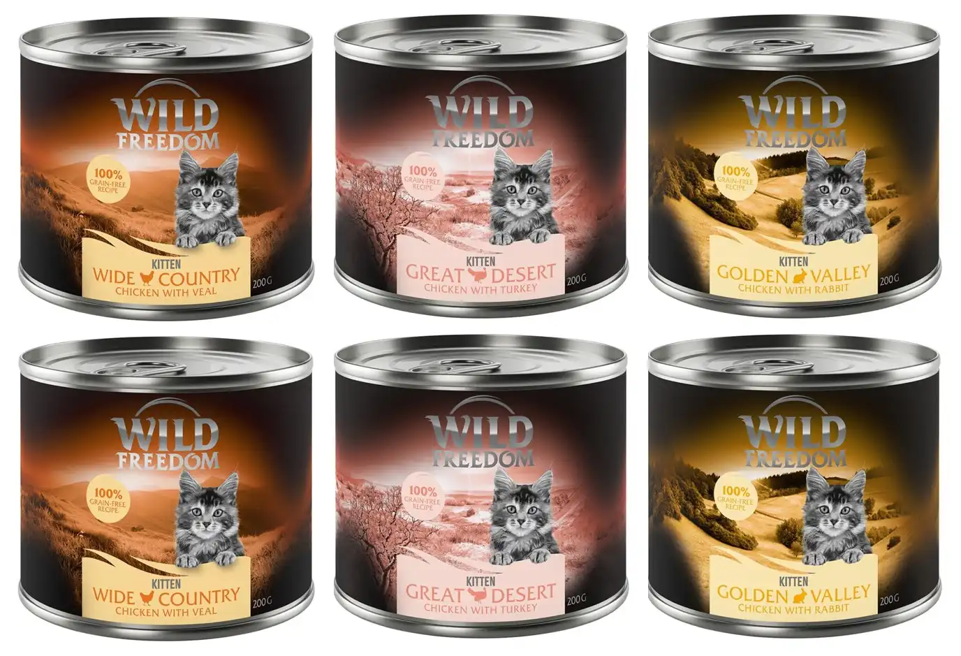 Wild Freedom Kitten 6 x 200 g - Pack mixto: 2xWild Desert, 2xWide Country, 2xGolden Valley