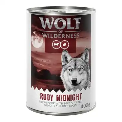 Wolf of Wilderness Red Meat Adult 6 x 400 g - Ruby Midnight: cerdo, vacuno y conejo - Wolf of Wilderness - Comparador de precios