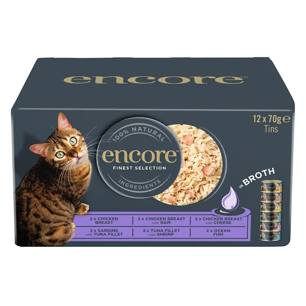 Encore latas en caldo 12 x 70 g para gatos - Pack mixto: seleccción deliciosa