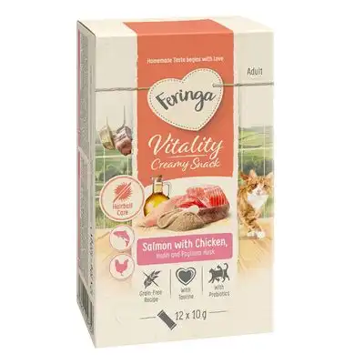 Feringa Vitality Creamy Snacks para gatos - Salmón con pollo (12 x 10 g) - Feringa - Comparador de precios