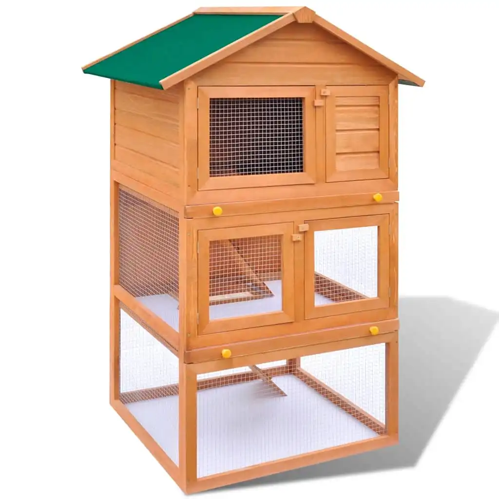 vidaXL Jaula de madera para conejos de exterior, 3 niveles - 80 x 71 x 160 cm - VIDAXL - Comparador de precios