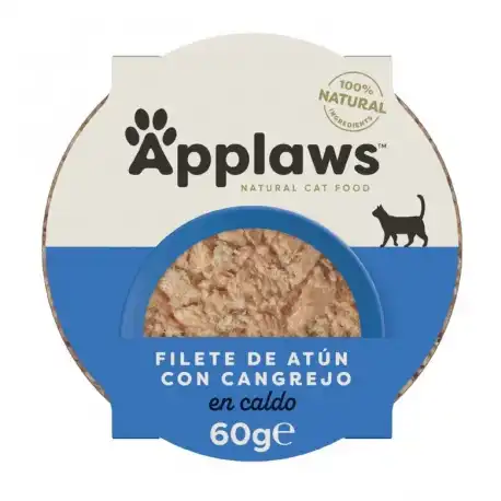 Applaws Tarrinas Comida Húmeda para Gatos en Caldo con Atún y Cangrejo, 10x60 gr - Applaws - Comparador de precios