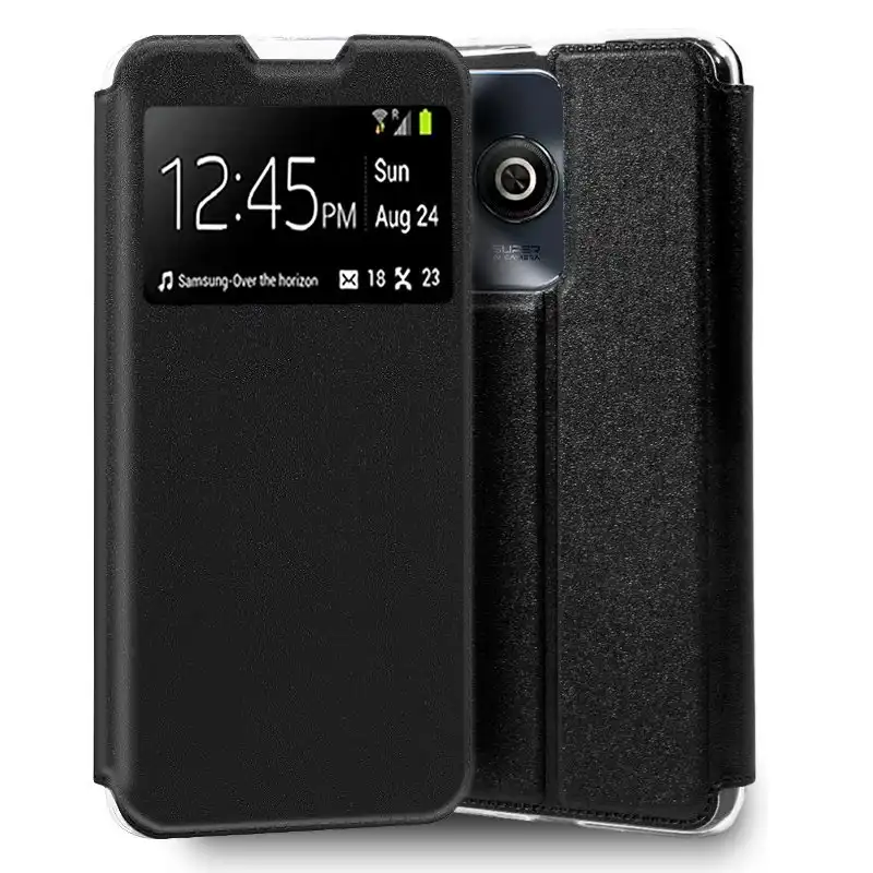 Cool Funda Flip Cover Liso Negro para ZTE Blade A75