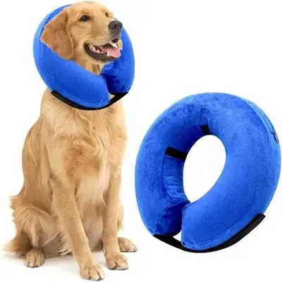 MCBOSON Collar inflable ajustable hecho de felpa y PVC. - Circunferencia del cuello: 38-50 cm - Mcboson - Comparador de precios