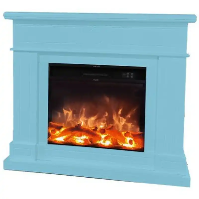 Mpc Camino Lipari Chimenea de Suelo con Quemador de 1500W Turquesa