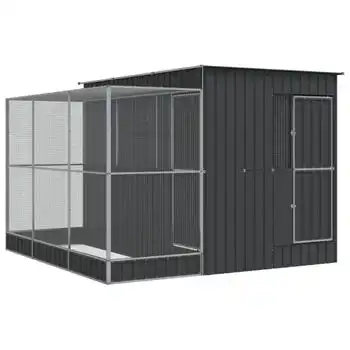 Pajarera Con Extensión Acero Plateado 290x303x216 Cm Vidaxl