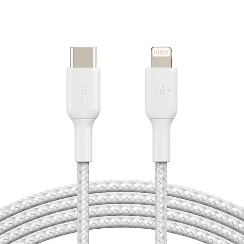 Belkin Boost Charge Cable Trenzado de Carga Rápida USB-C a Lightning 1m Blanco