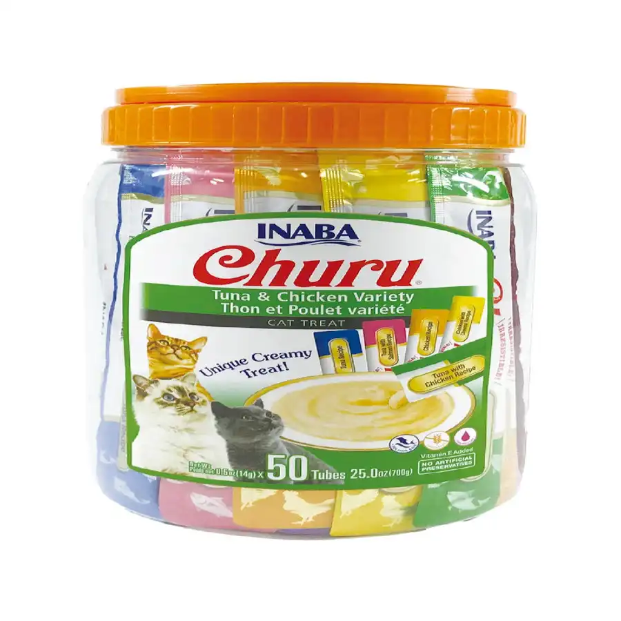 Churu Snack Cremoso Variedades de Atún y Pollo para gatos – Pack 50 - Churu - Comparador de precios