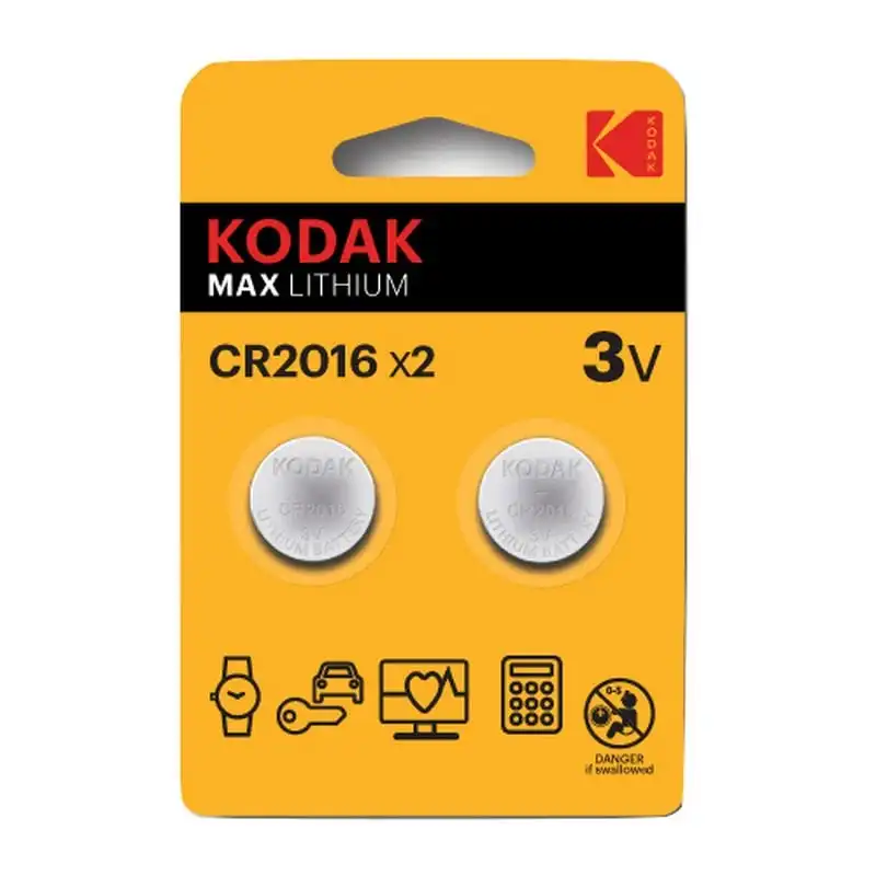 Kodak Max Pack 2 Pilas Botón Litio CR2016 3V