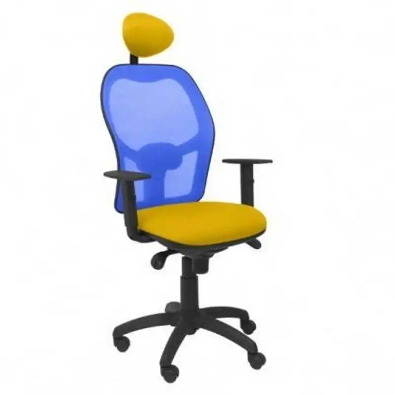 Piqueras y Crespo Jorquera Bali Silla Oficina con Cabecero Fijo Malla Azul/Amarilla