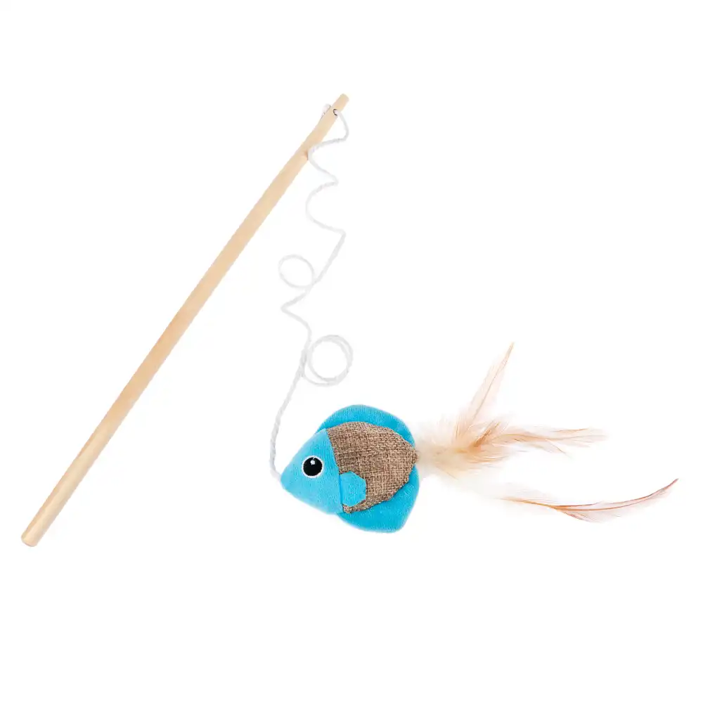TIAKI Caña con pez y pluma para gatos - 1 unidad - TIAKI - Comparador de precios